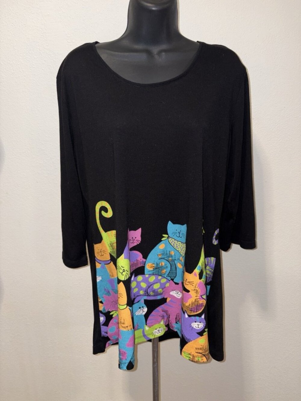 Mac & Belle Womens Size XL Cat Graphic Print Tunic Blouse Shirt